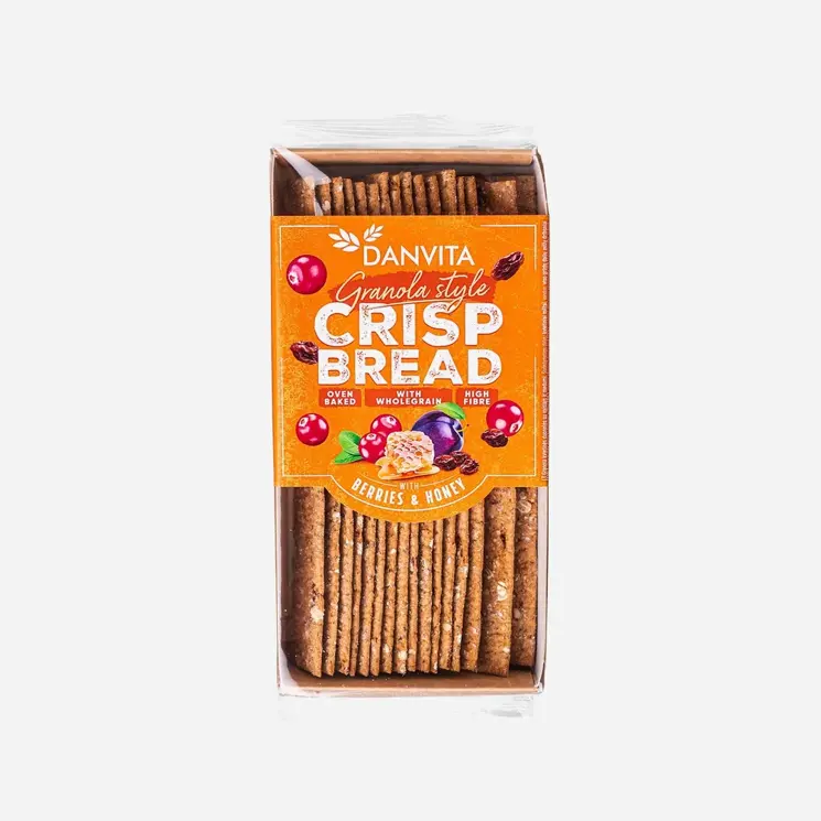 Křehké pšeničné granola plátky s ovocem a medem